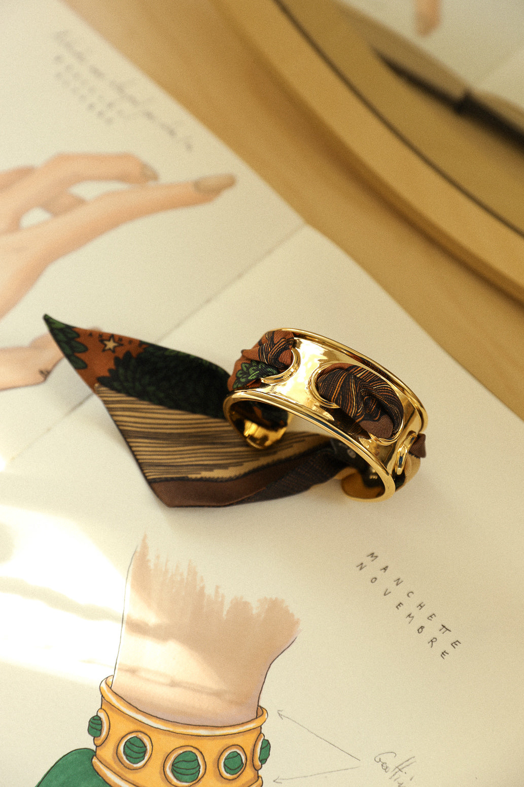 November cuff and Leopard ribbon, blue/yellow