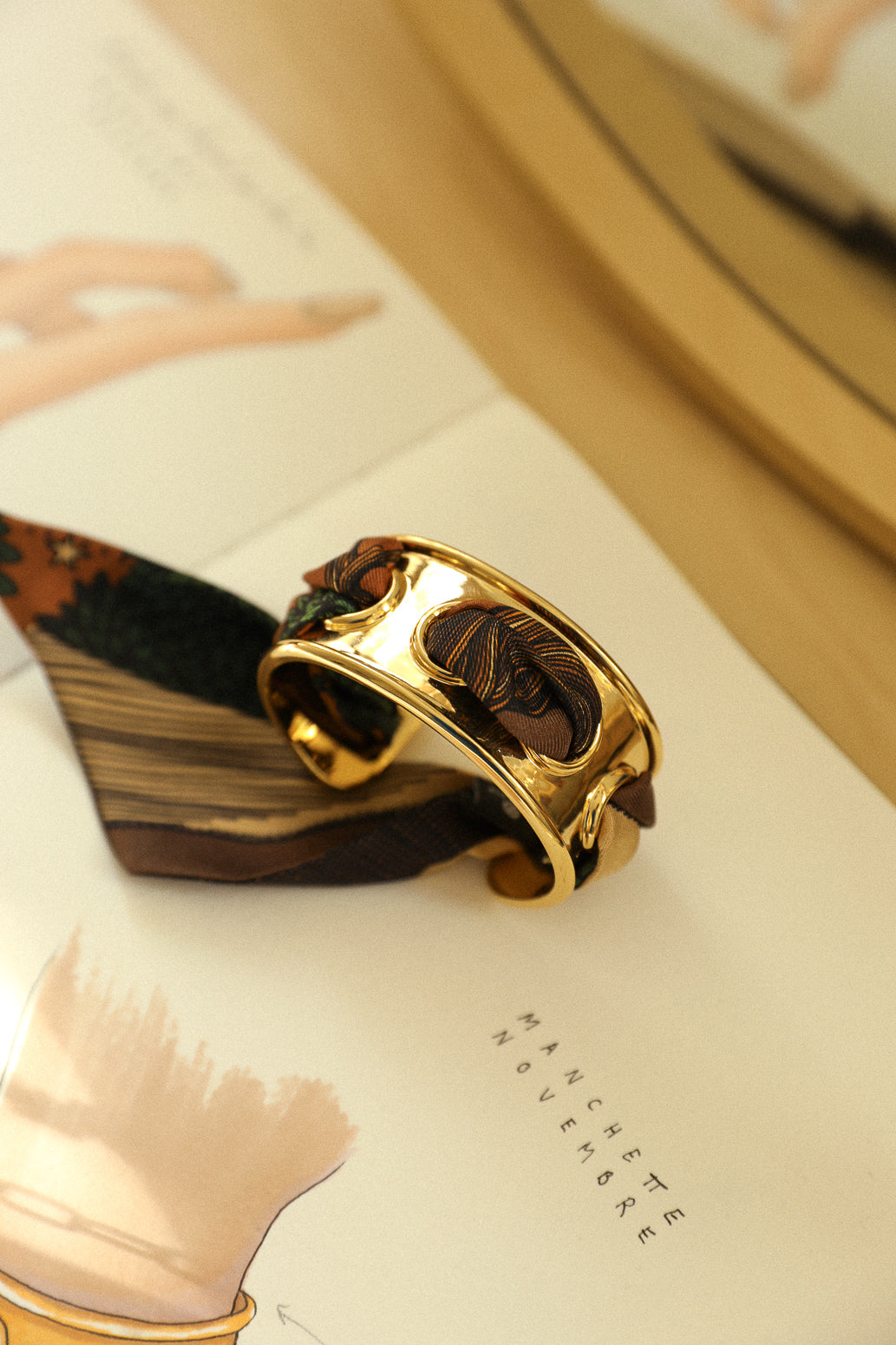 November cuff and Leopard ribbon, blue/yellow