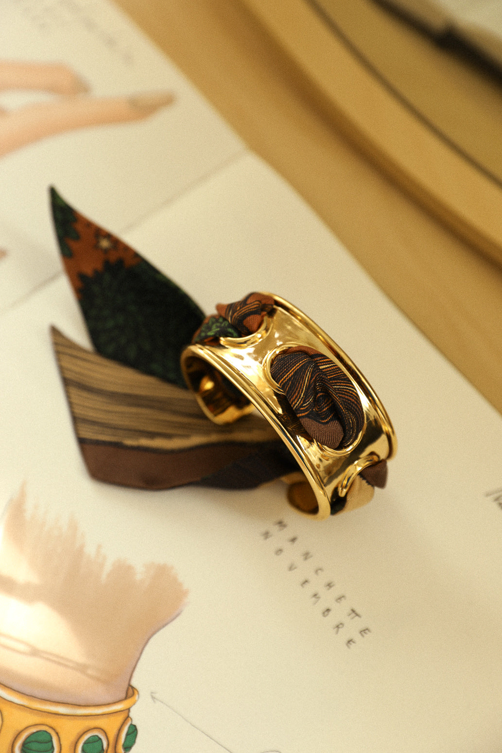 November cuff and Leopard ribbon, blue/yellow