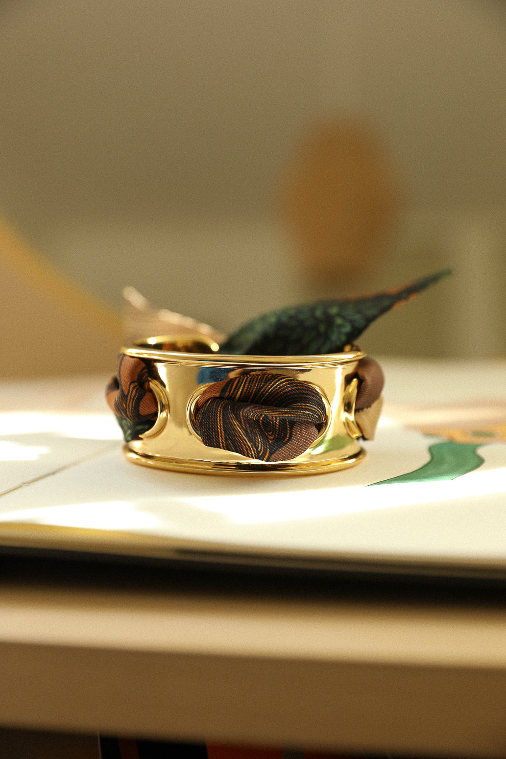 November cuff and Leopard ribbon, blue/yellow