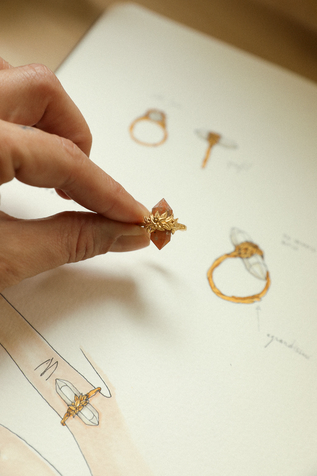 Heliotite Tree Stone Ring