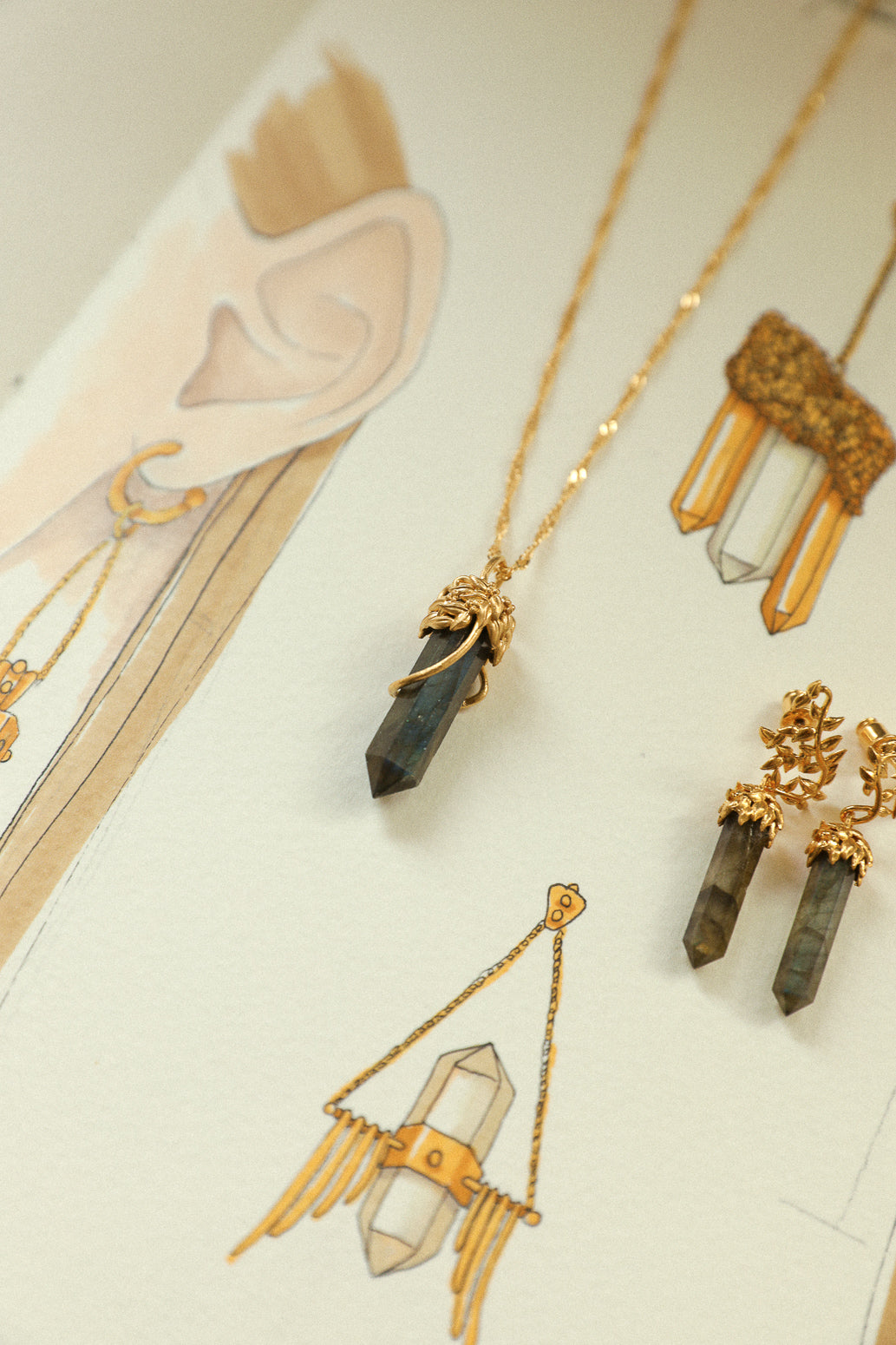 Labradorite Tree Stone Necklace