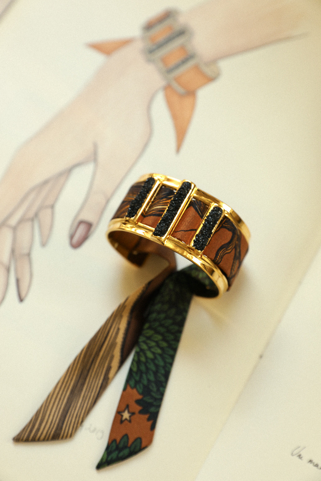 Manchette Quartz et ruban Terre marron