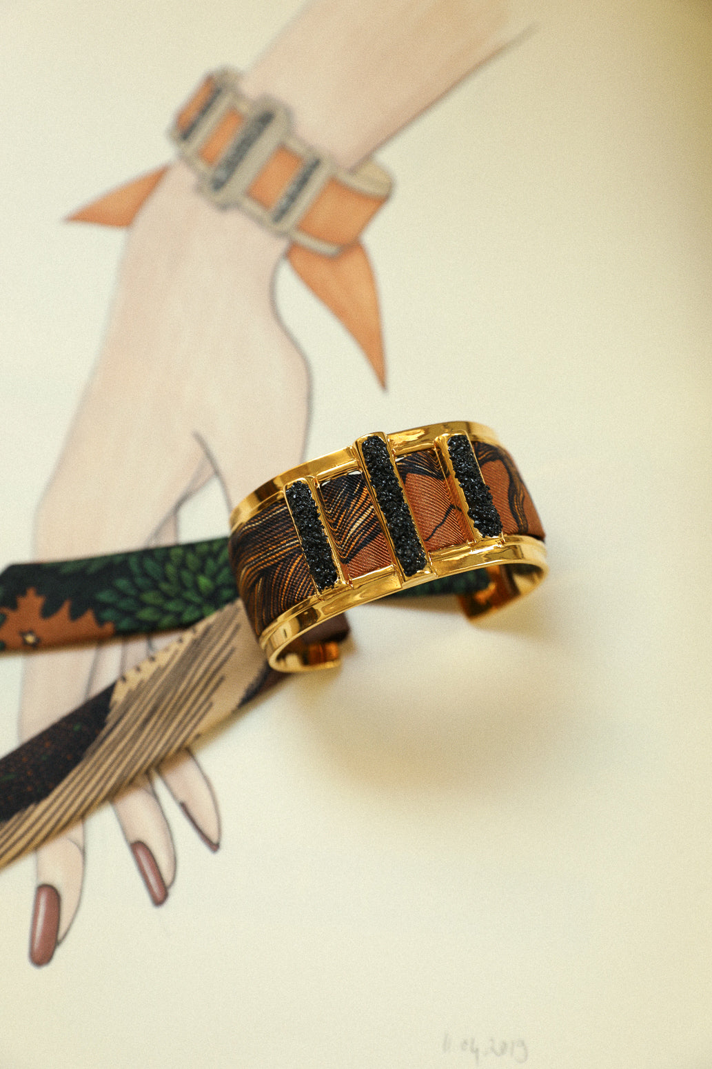 Manchette Quartz et ruban Terre marron