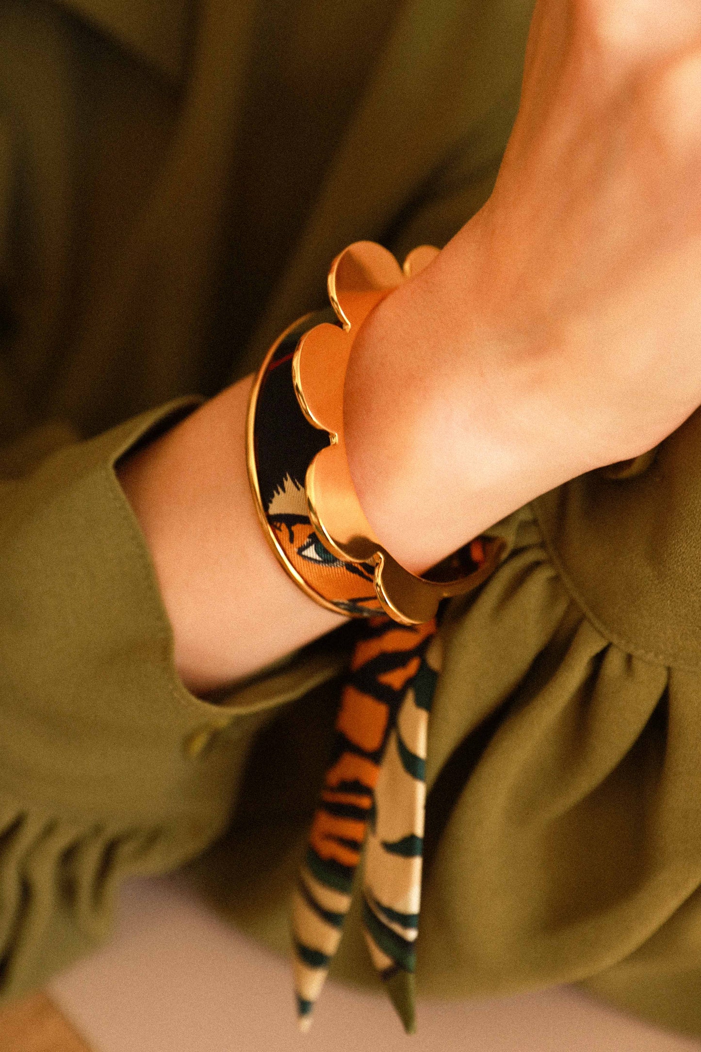 Tigers &amp; Hoops Pennant and Ribbon Cuff, Khaki