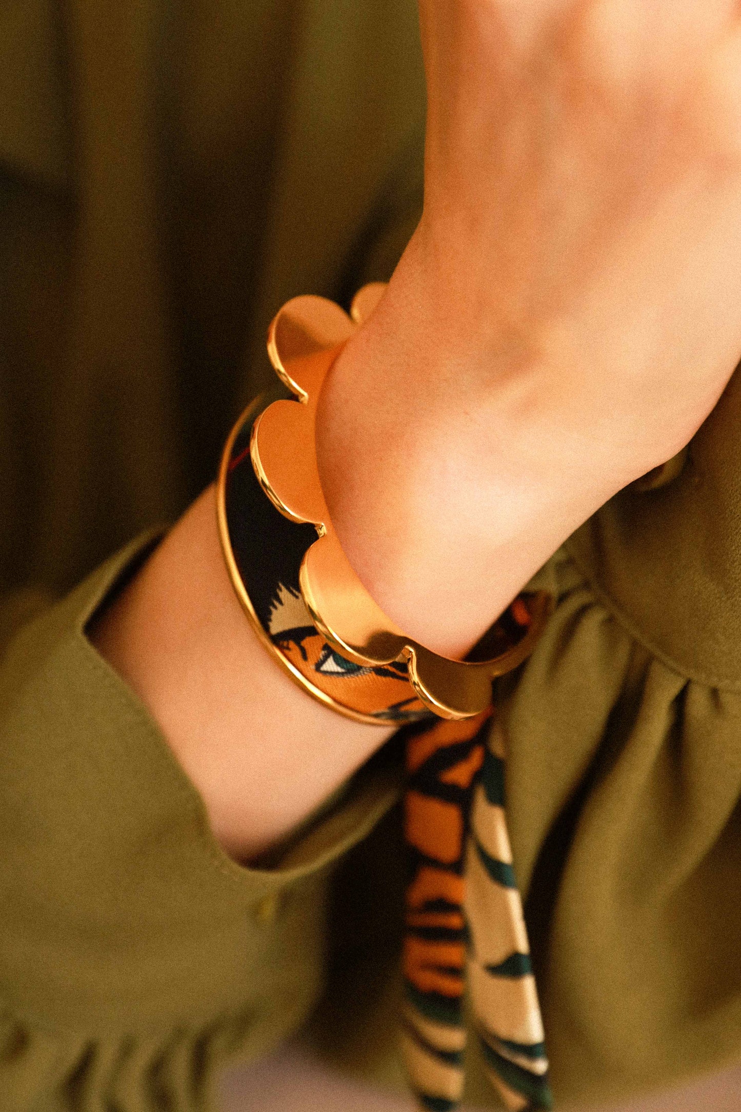 Tigers &amp; Hoops Pennant and Ribbon Cuff, Khaki