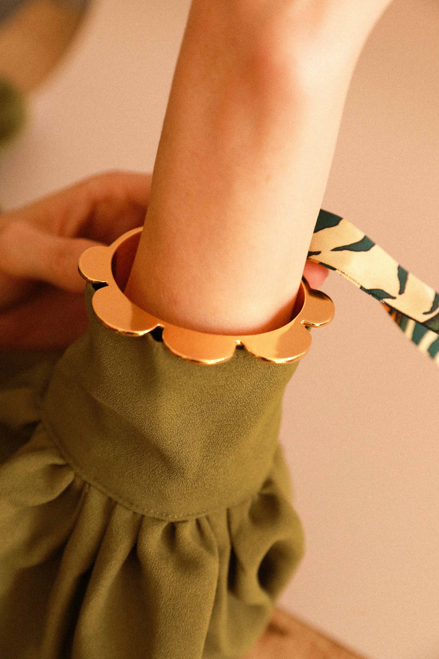 Tigers &amp; Hoops Pennant and Ribbon Cuff, Khaki