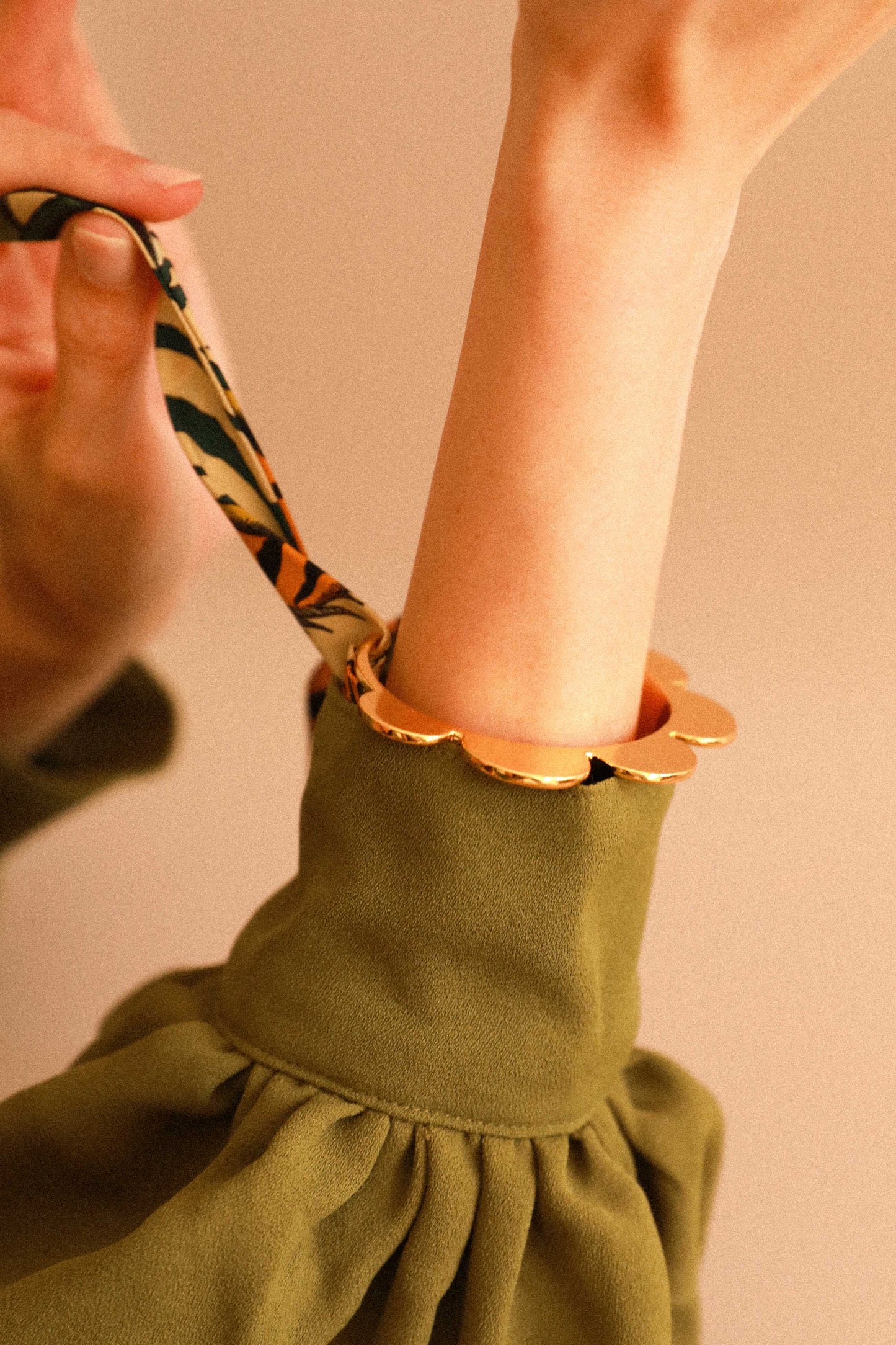 Tigers &amp; Hoops Pennant and Ribbon Cuff, Khaki