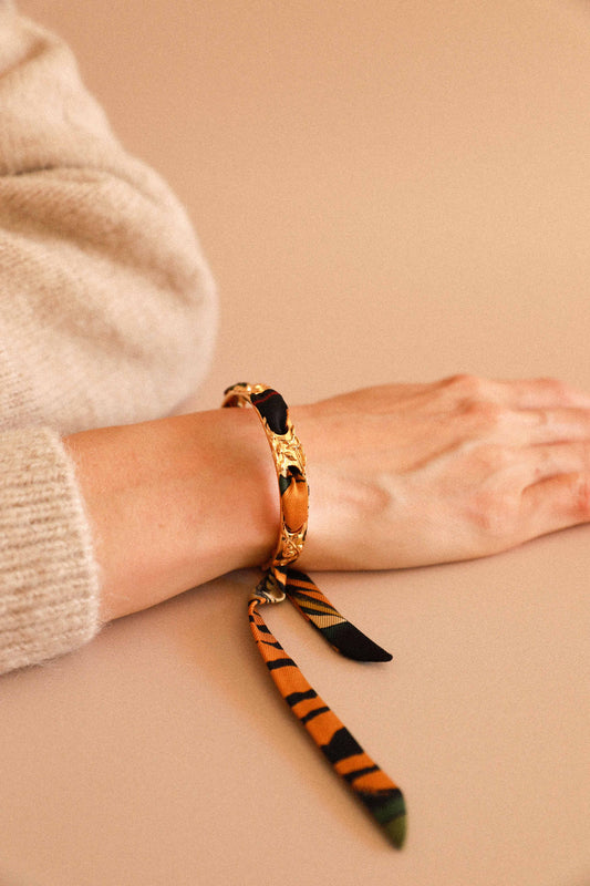Bracelet Féérie et ruban Tigres & Cerceaux, kaki