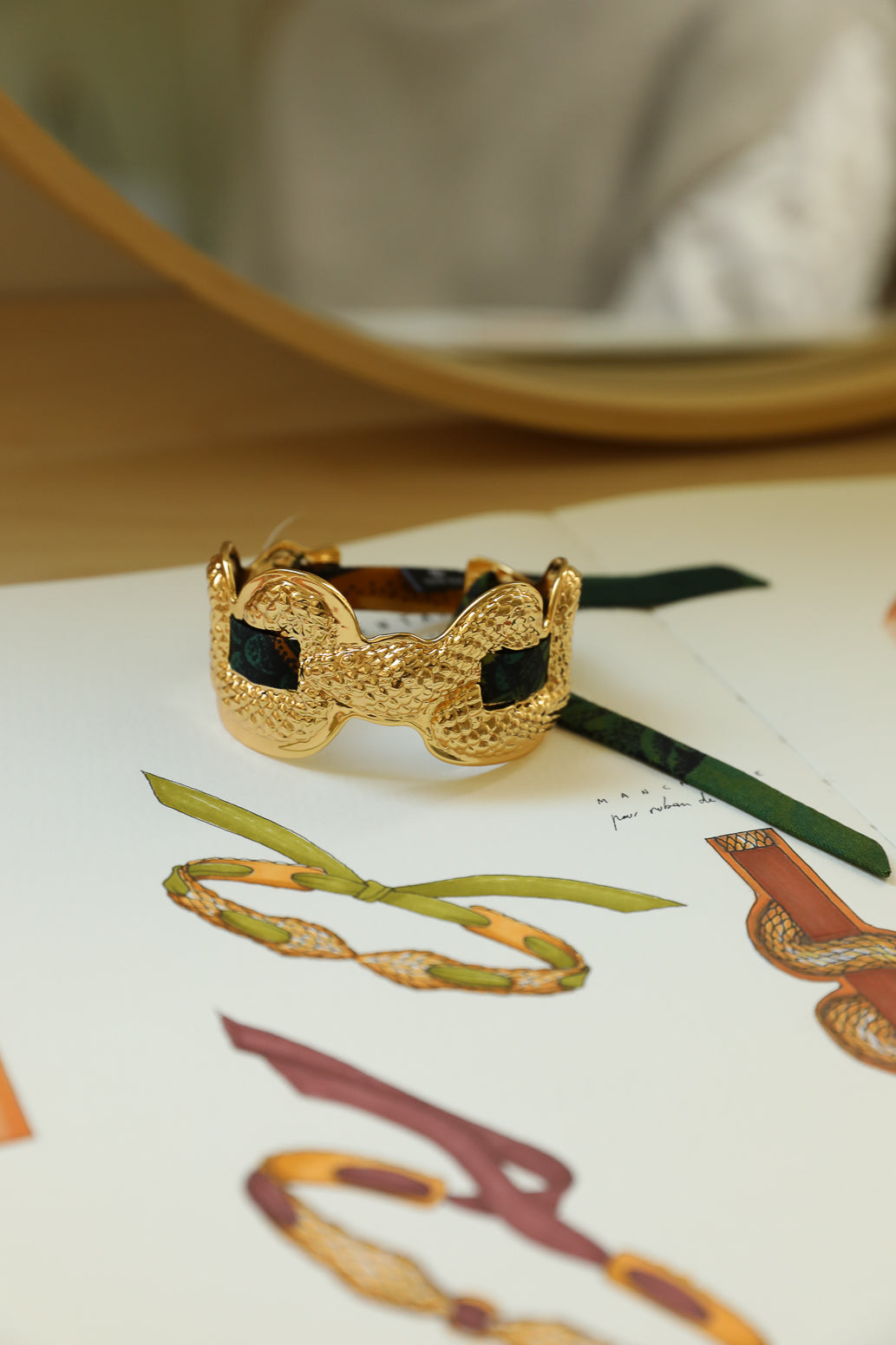 Manchette Serpentaire et ruban Colibri, vert