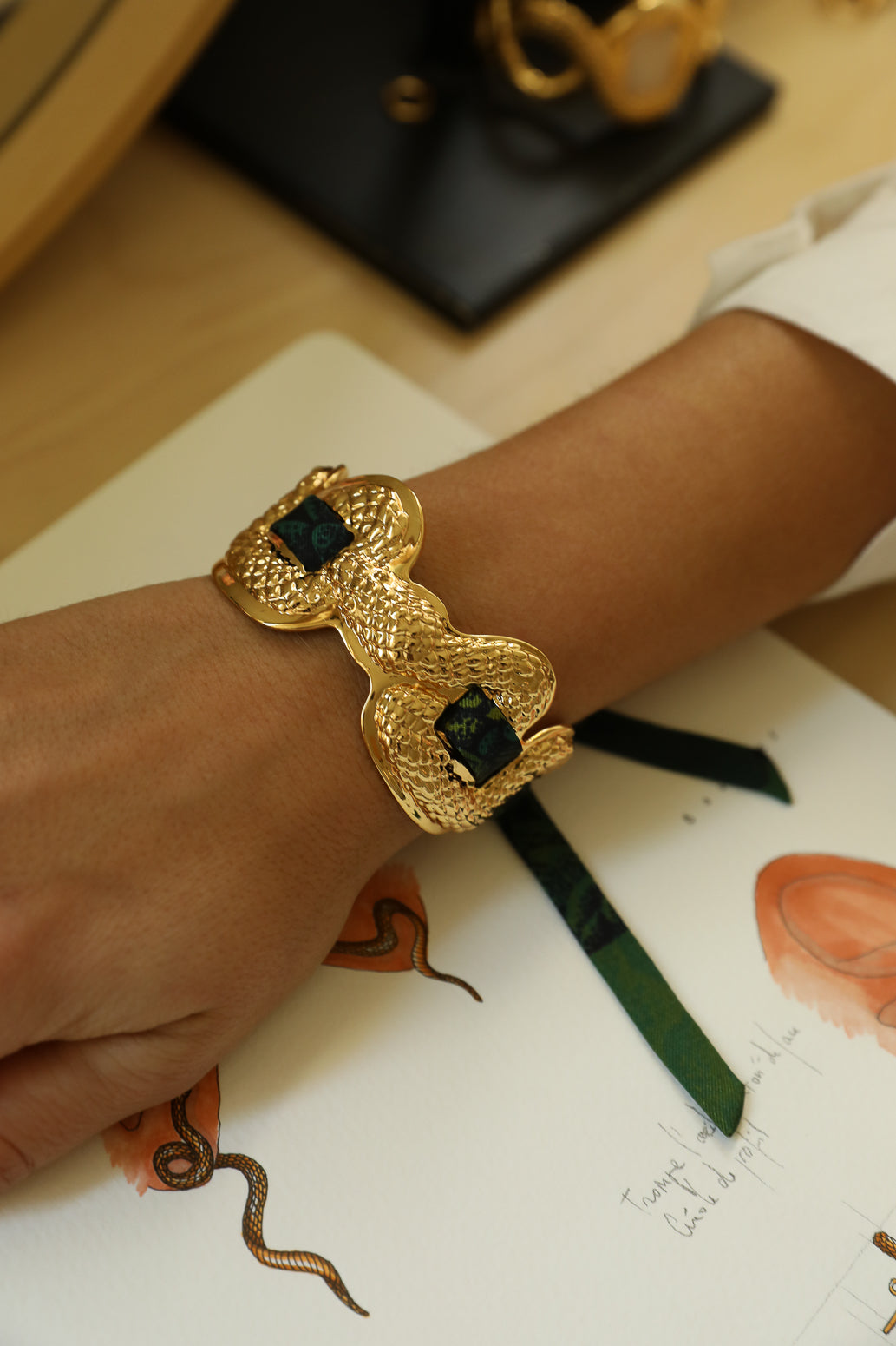 Manchette Serpentaire et ruban Colibri, vert