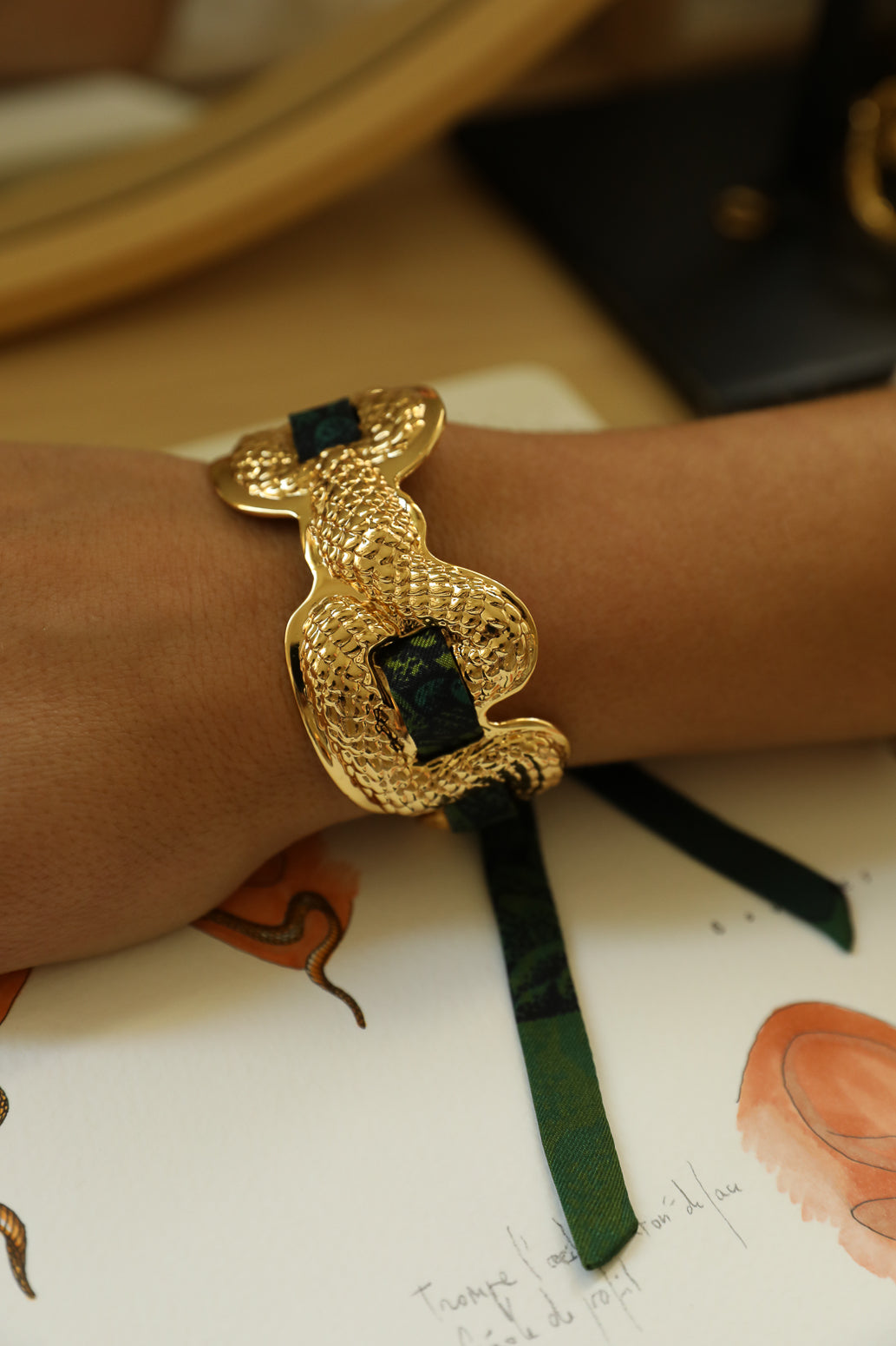 Manchette Serpentaire et ruban Colibri, vert