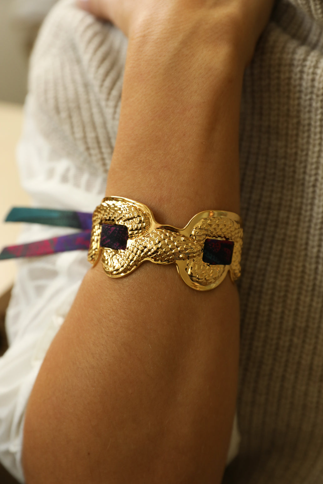 Manchette Serpentaire et ruban Colibri, violet