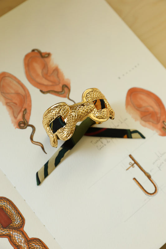 Manchette Serpentaire et ruban Tigres & cerceaux kaki