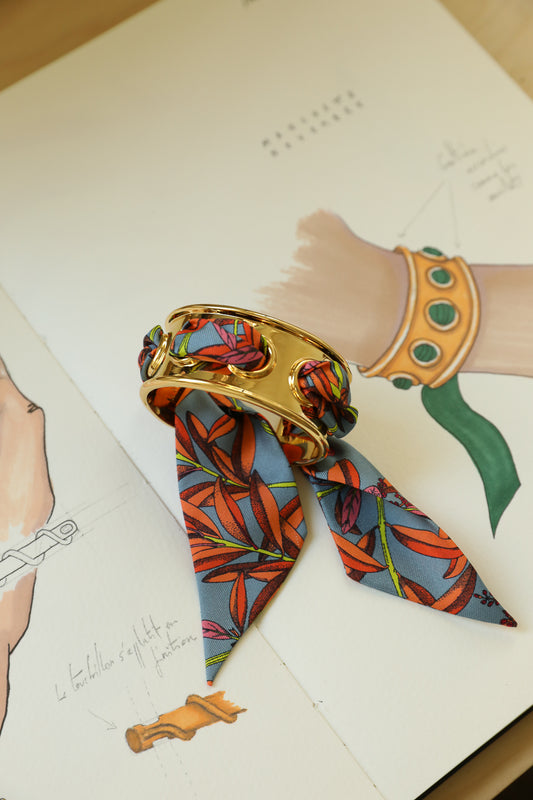 November cuff and Leopard ribbon, blue/yellow