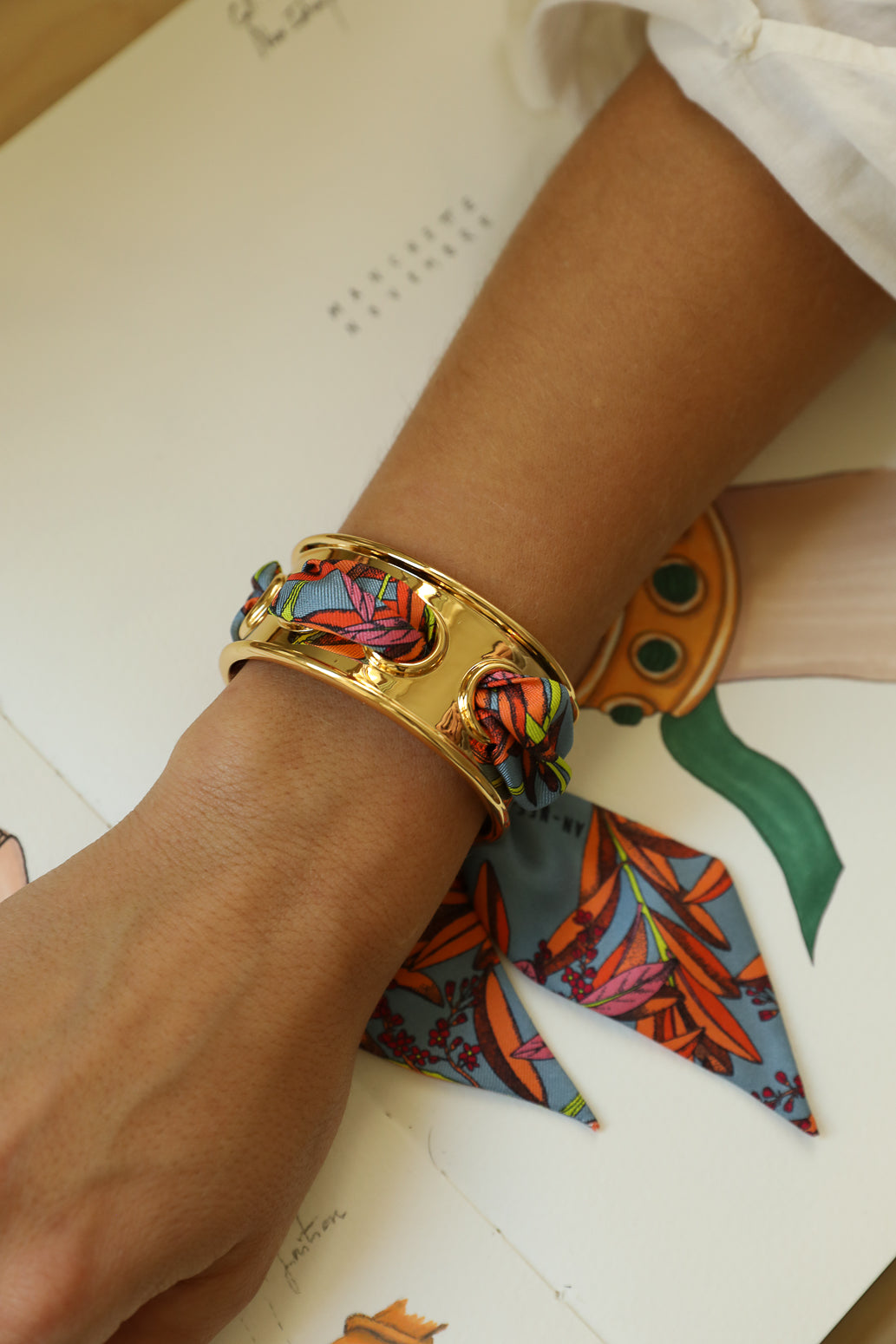 November cuff and Leopard ribbon, blue/yellow