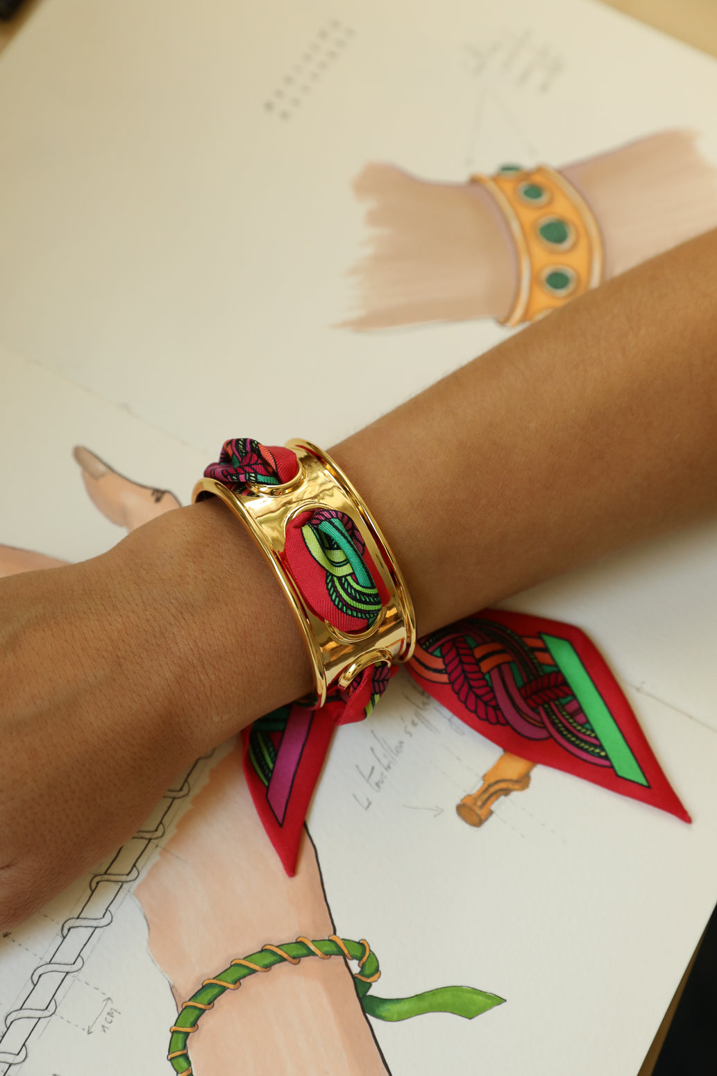 November cuff and Leopard ribbon, blue/yellow