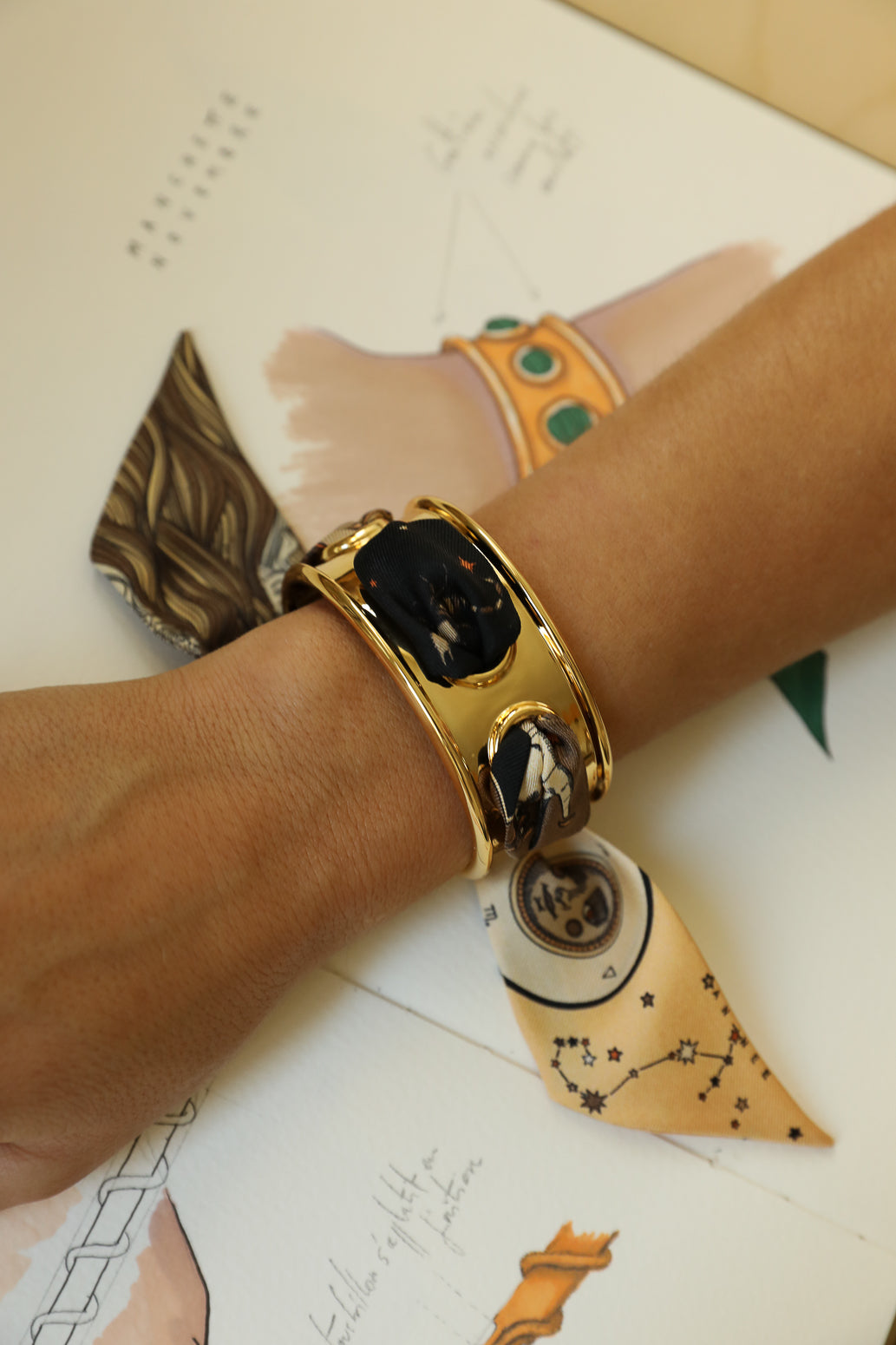 November cuff and Leopard ribbon, blue/yellow