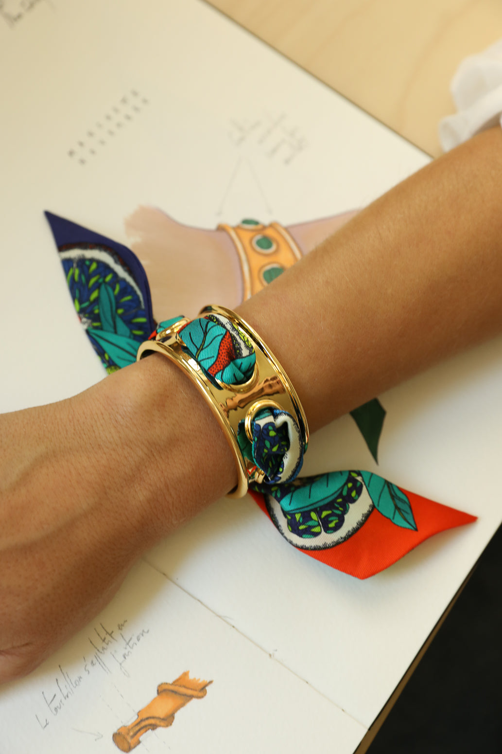 November cuff and Leopard ribbon, blue/yellow