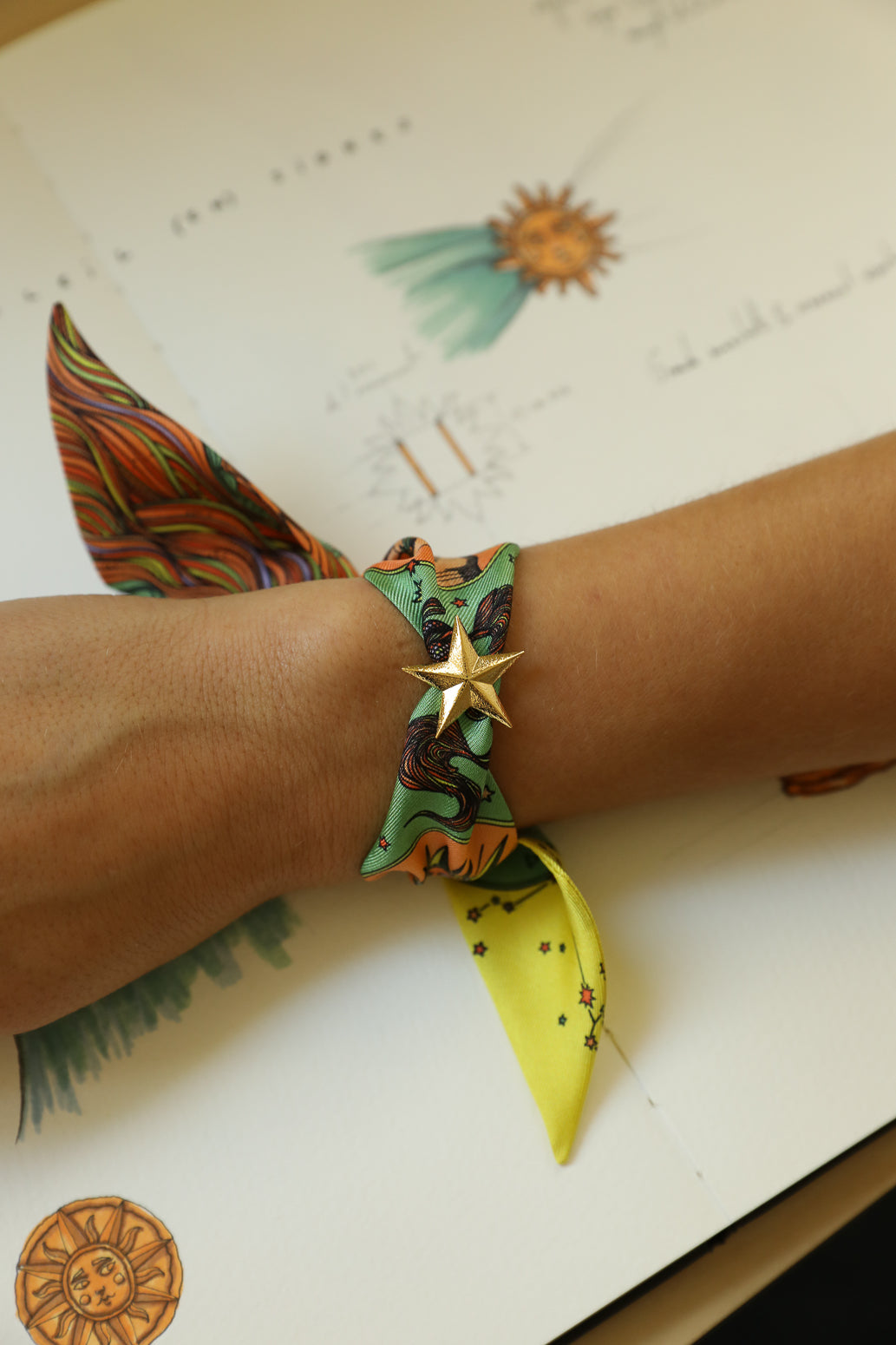 Star Ornament Set + 4cm Ribbon Brown Earth