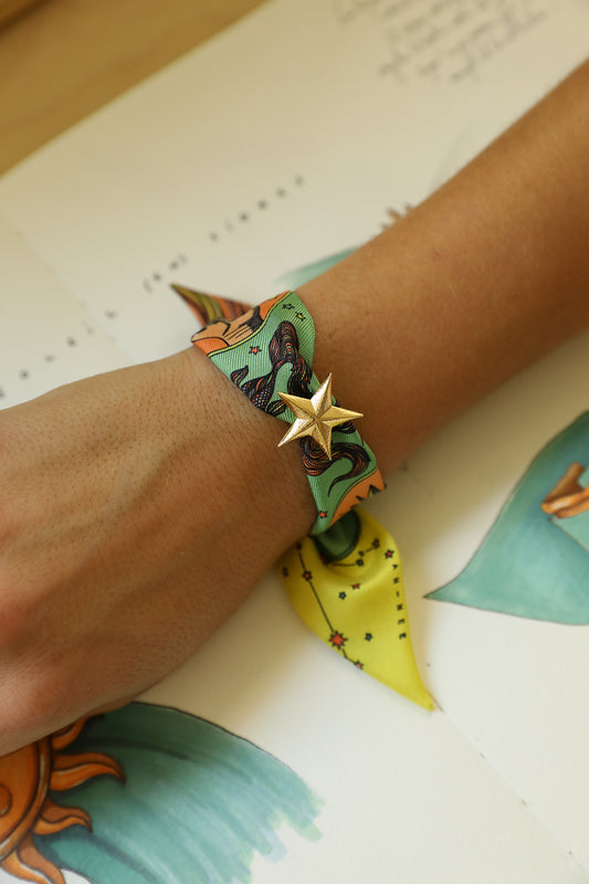 Star Ornament Set + 4cm Ribbon Brown Earth