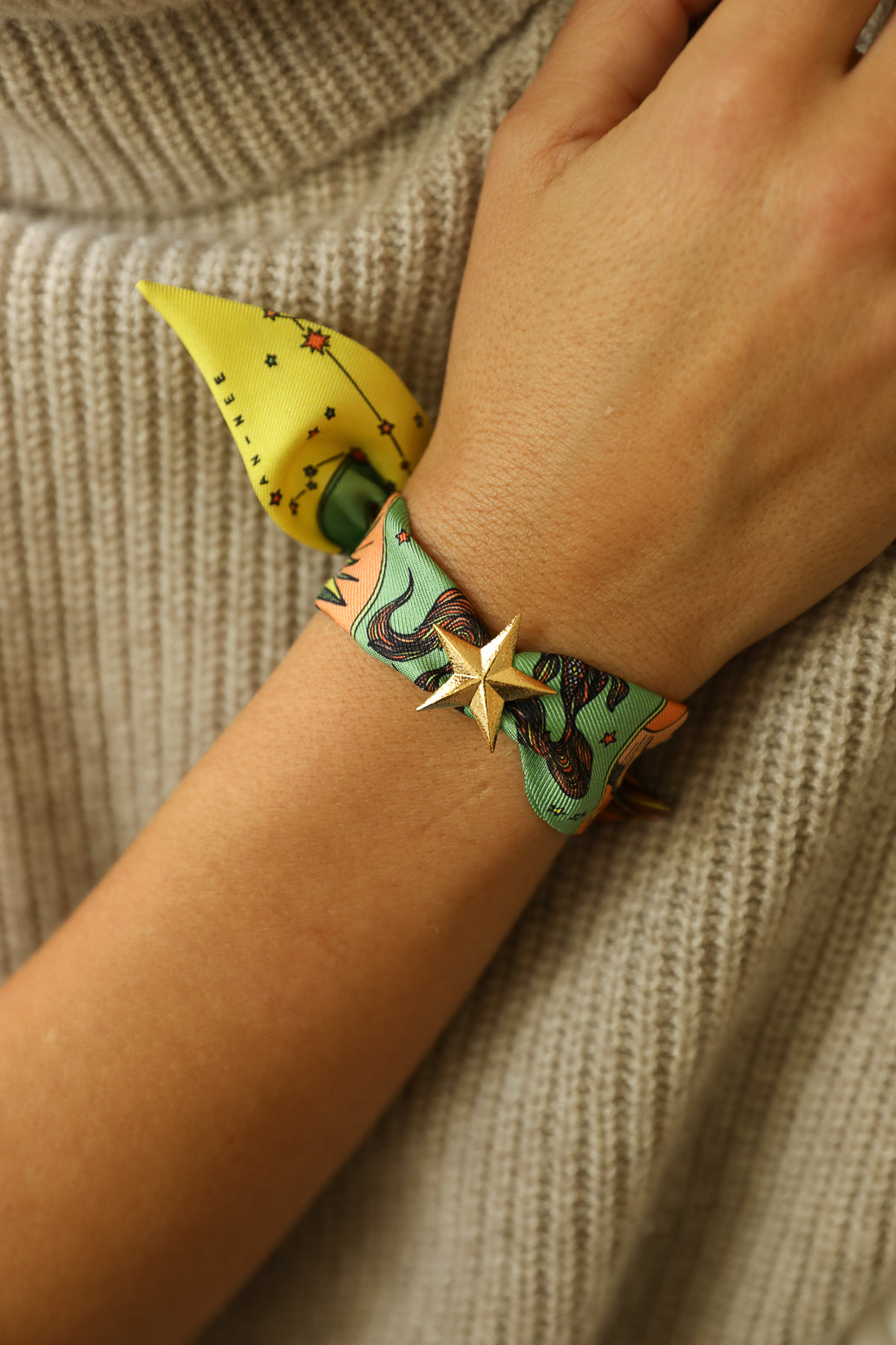 Star Ornament Set + 4cm Ribbon Brown Earth