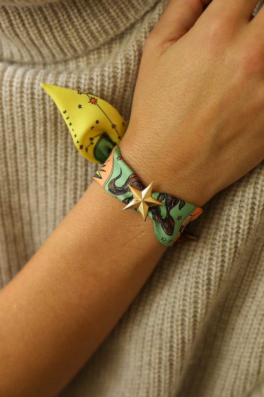 Star Ornament Set + 4cm Ribbon Brown Earth