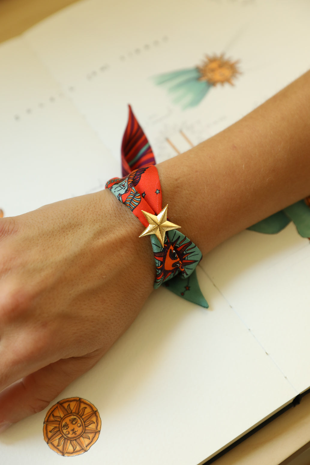 Star Ornament Set + 4cm Ribbon Brown Earth