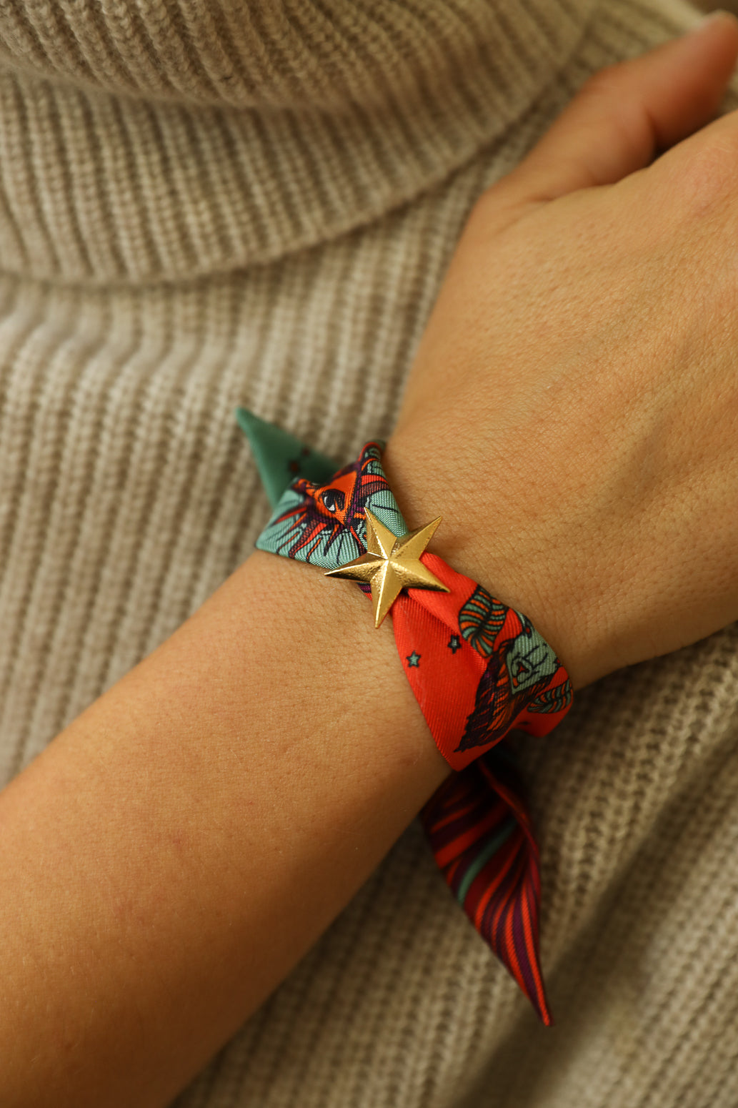 Star Ornament Set + 4cm Ribbon Brown Earth