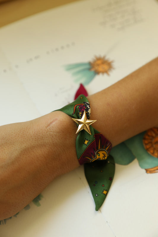 Star Ornament Set + 4cm Ribbon Brown Earth