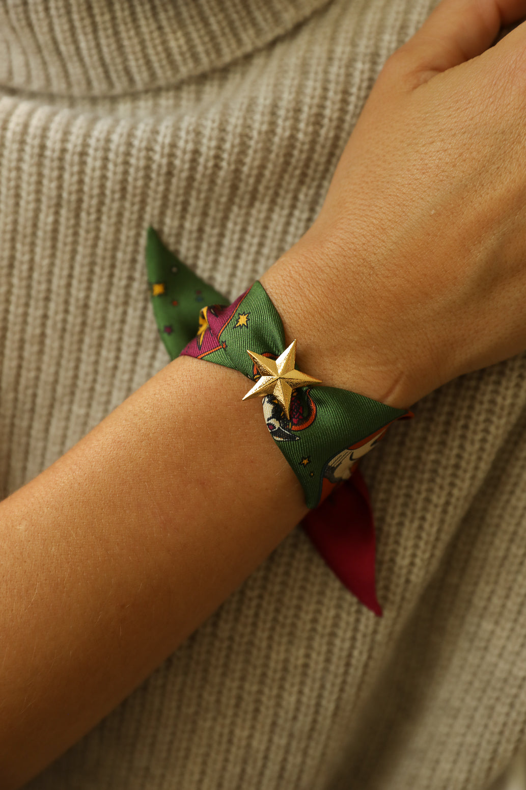 Star Ornament Set + 4cm Ribbon Brown Earth