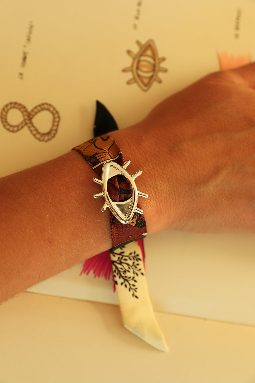 Star Ornament Set + 4cm Ribbon Brown Earth