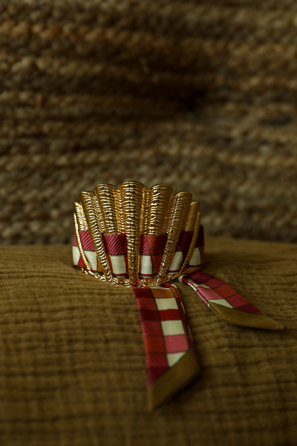 Manchette Coquille et ruban Tartan, neutre