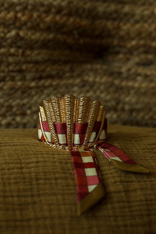 Manchette Coquille et ruban Tartan, neutre