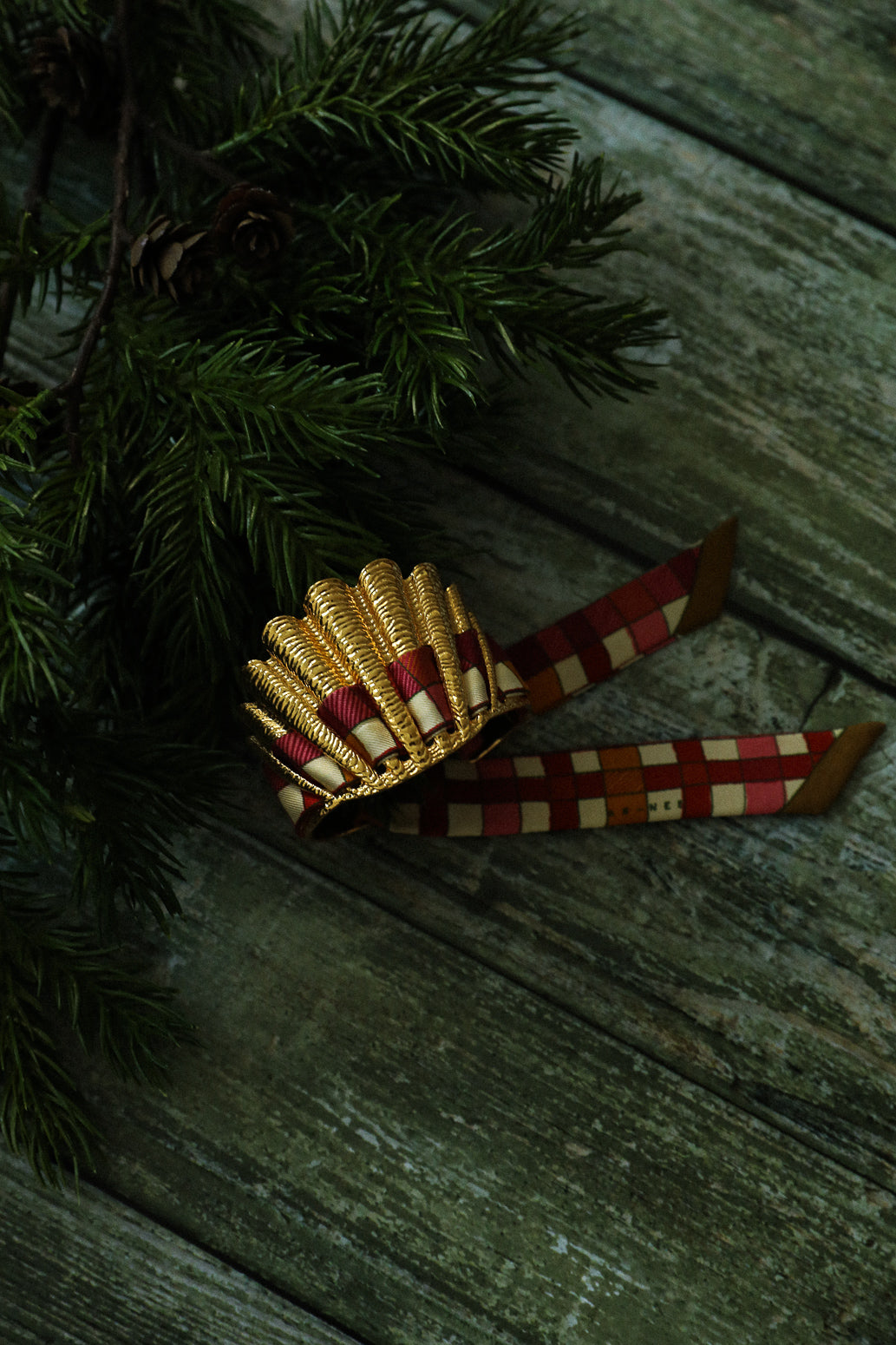 Manchette Coquille et ruban Tartan, neutre