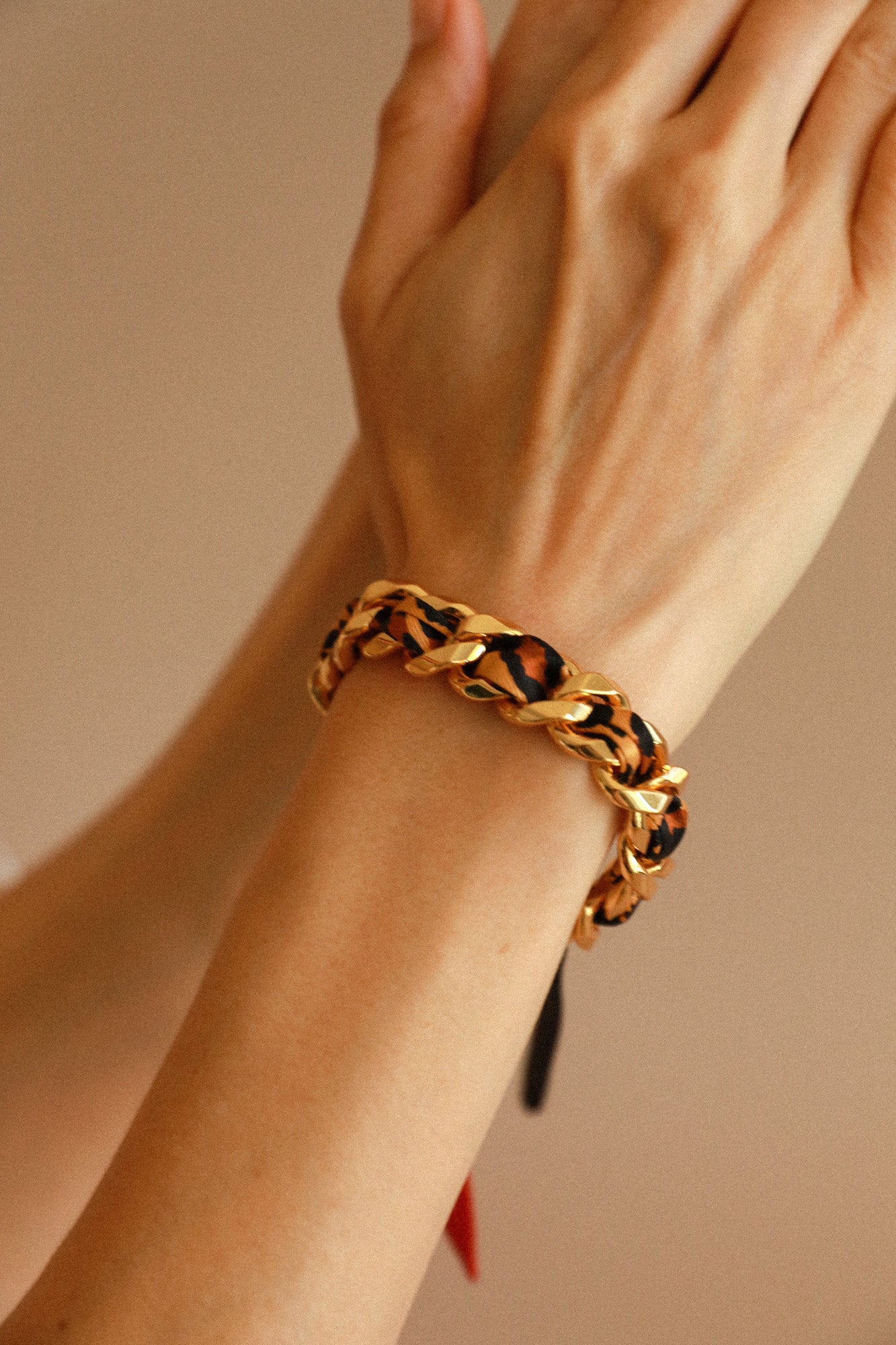 Bracelet Décembre et ruban Le Léopard, rouge