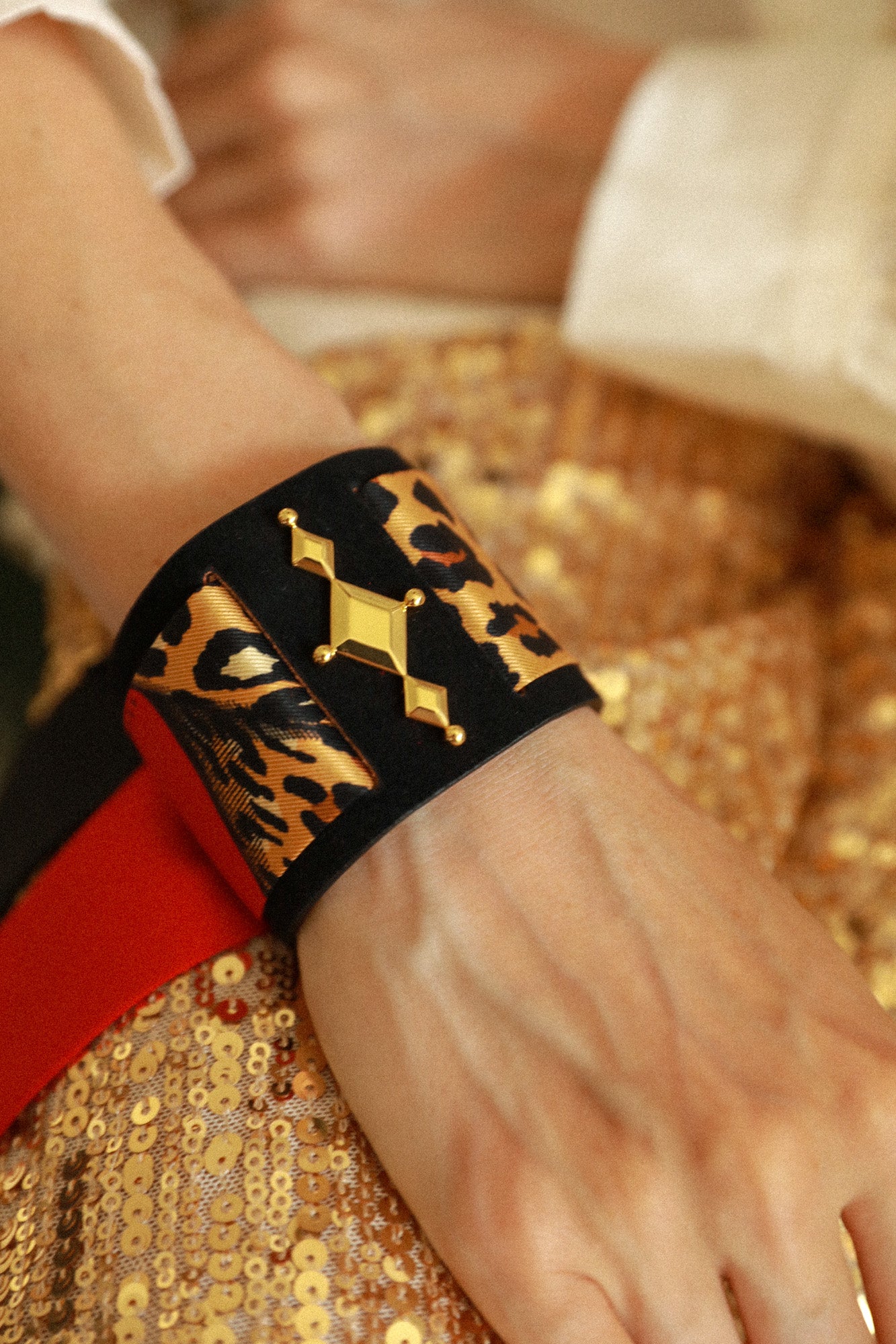 Circus cuff and Leopard ribbon, red