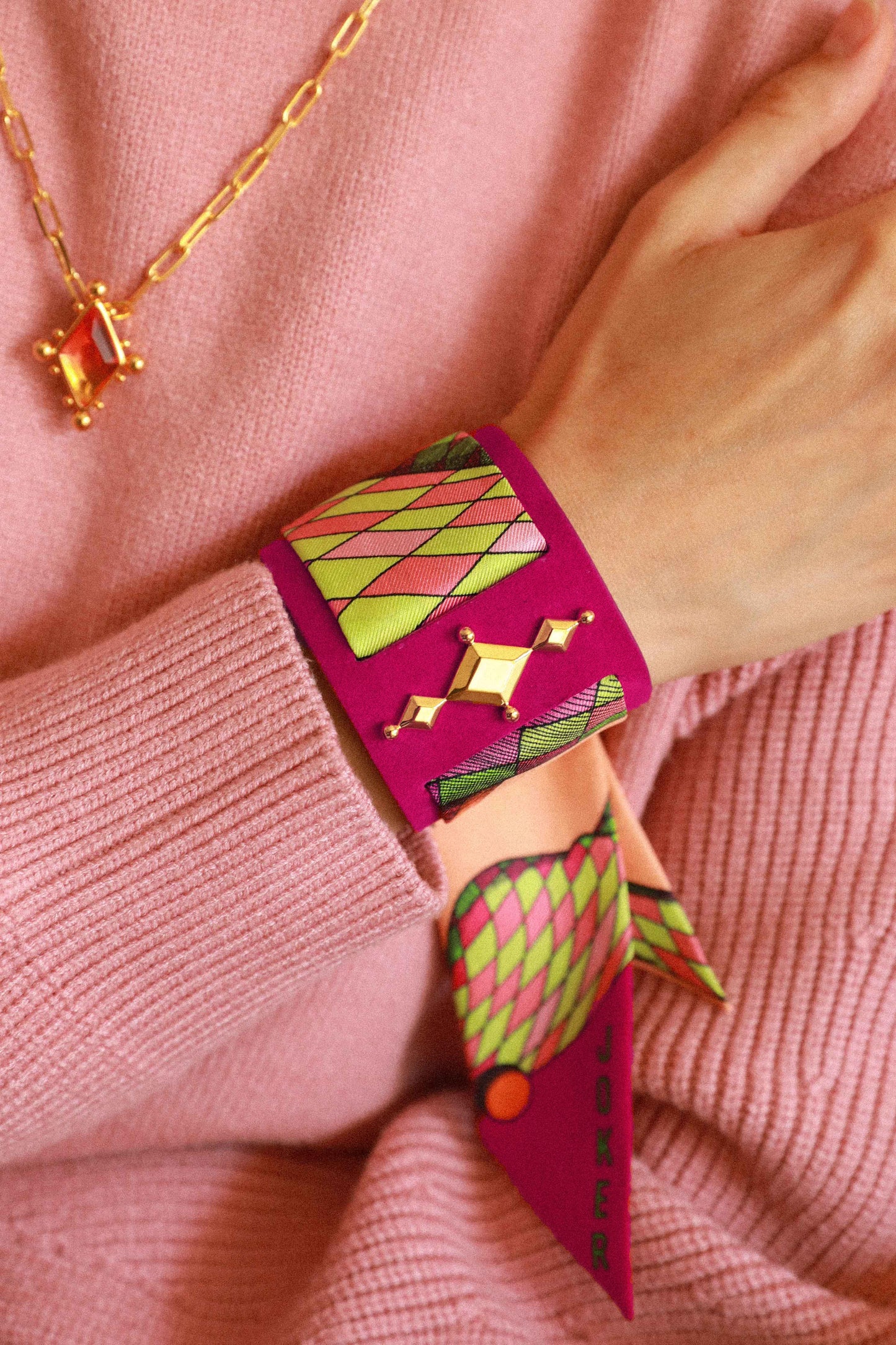 Circus cuff and Joker ribbon, colorful