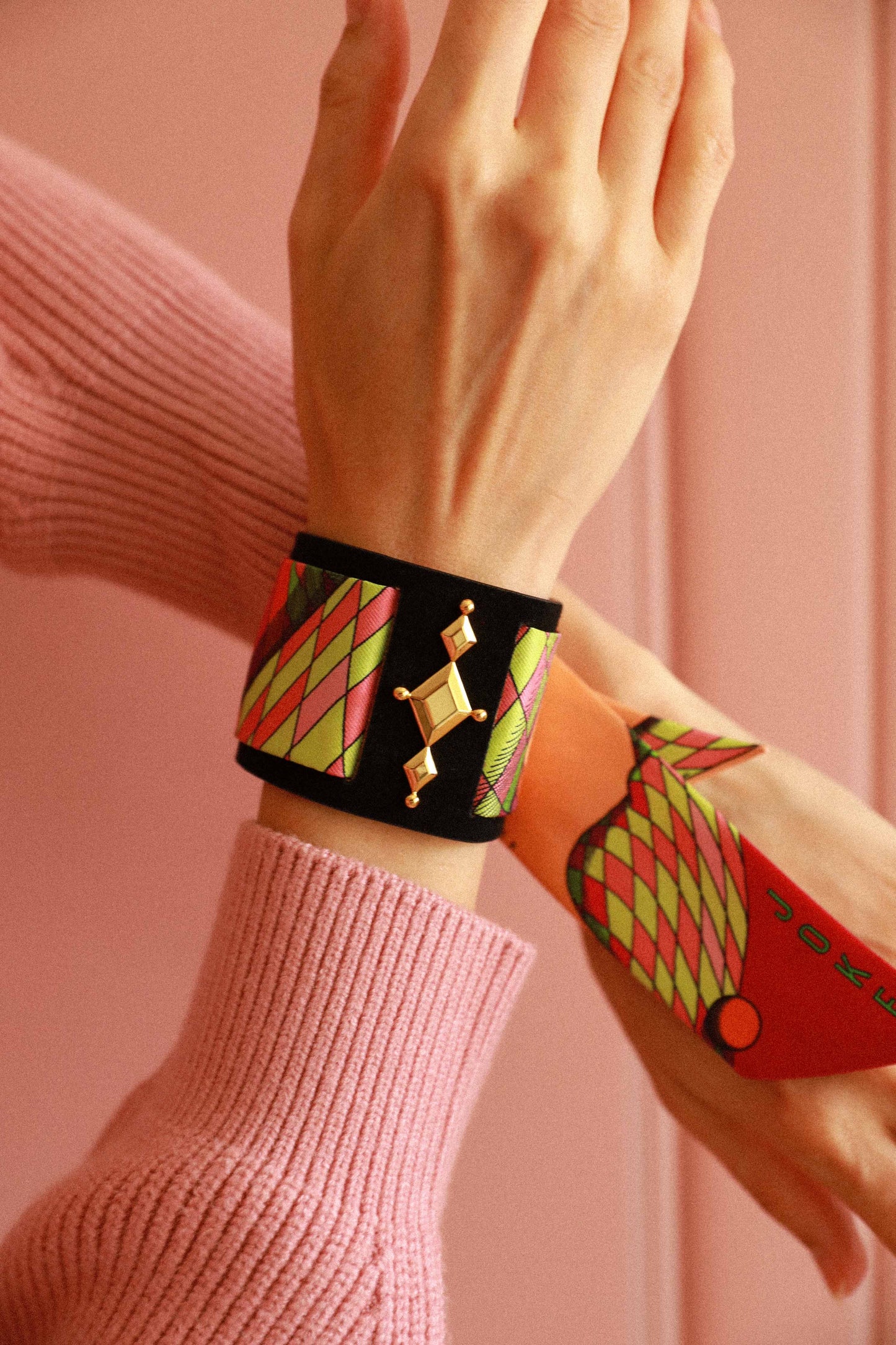 Circus cuff and Joker ribbon, colorful