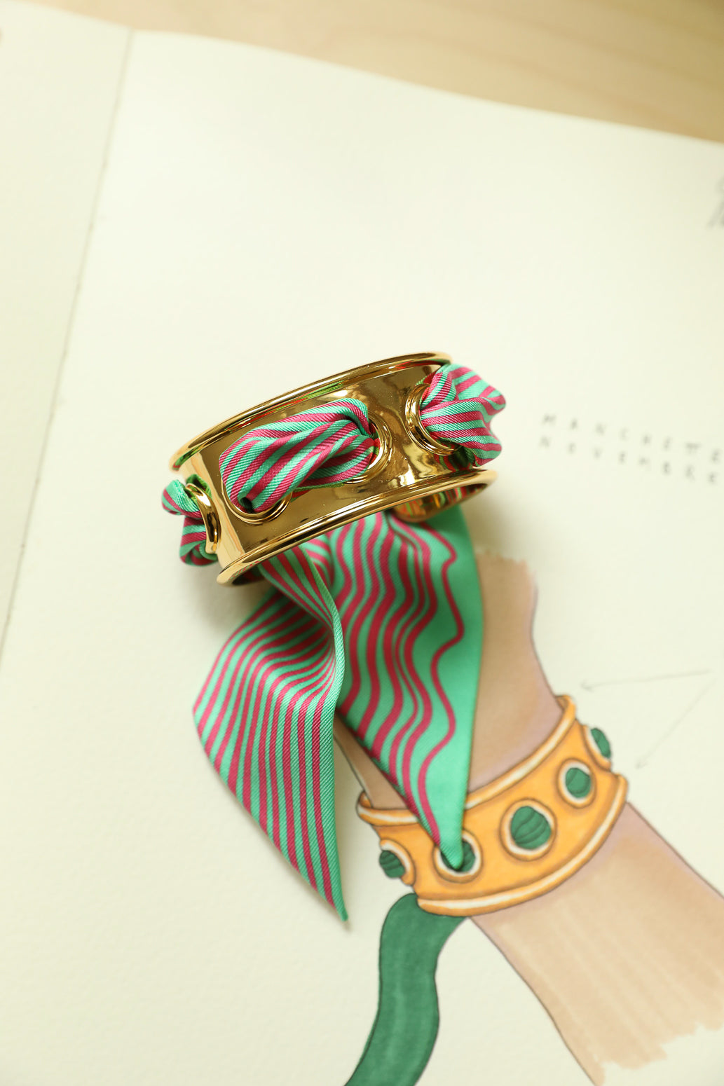 November cuff and Leopard ribbon, blue/yellow