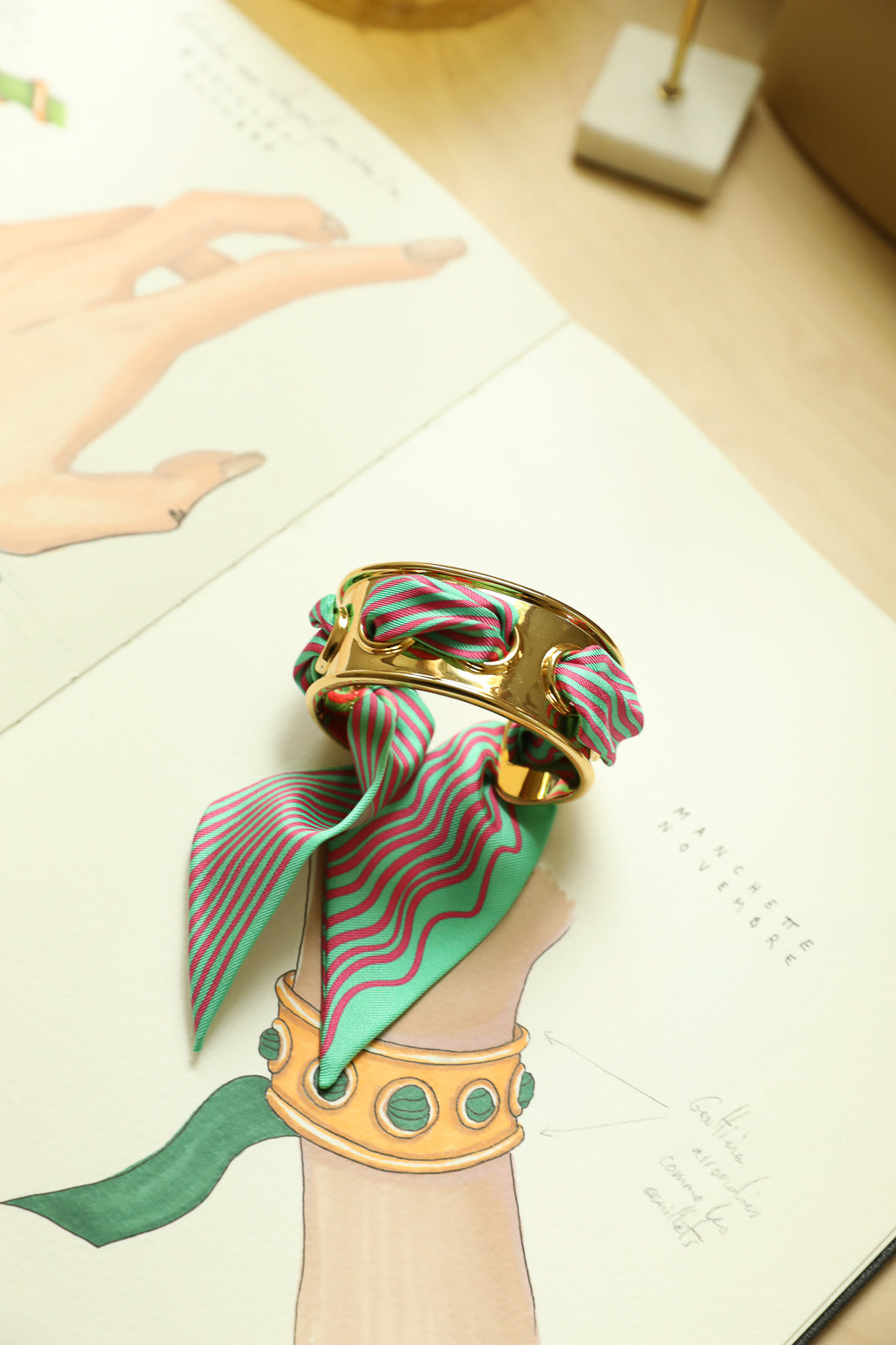 November cuff and Leopard ribbon, blue/yellow