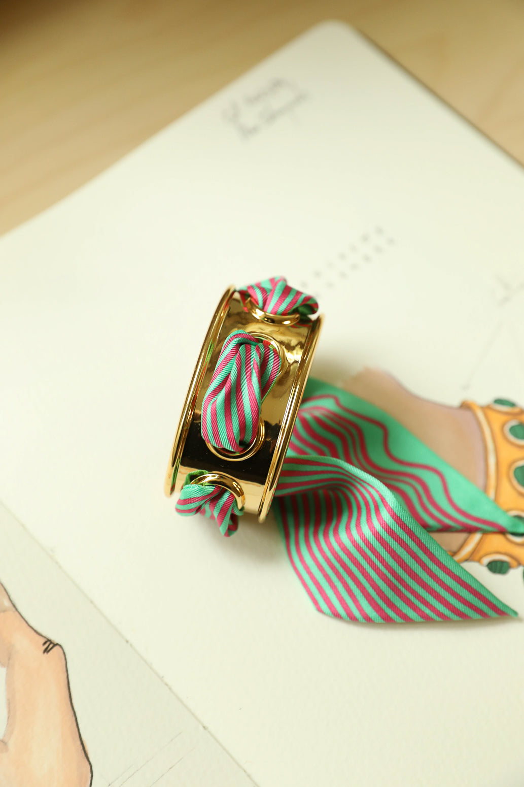 November cuff and Leopard ribbon, blue/yellow