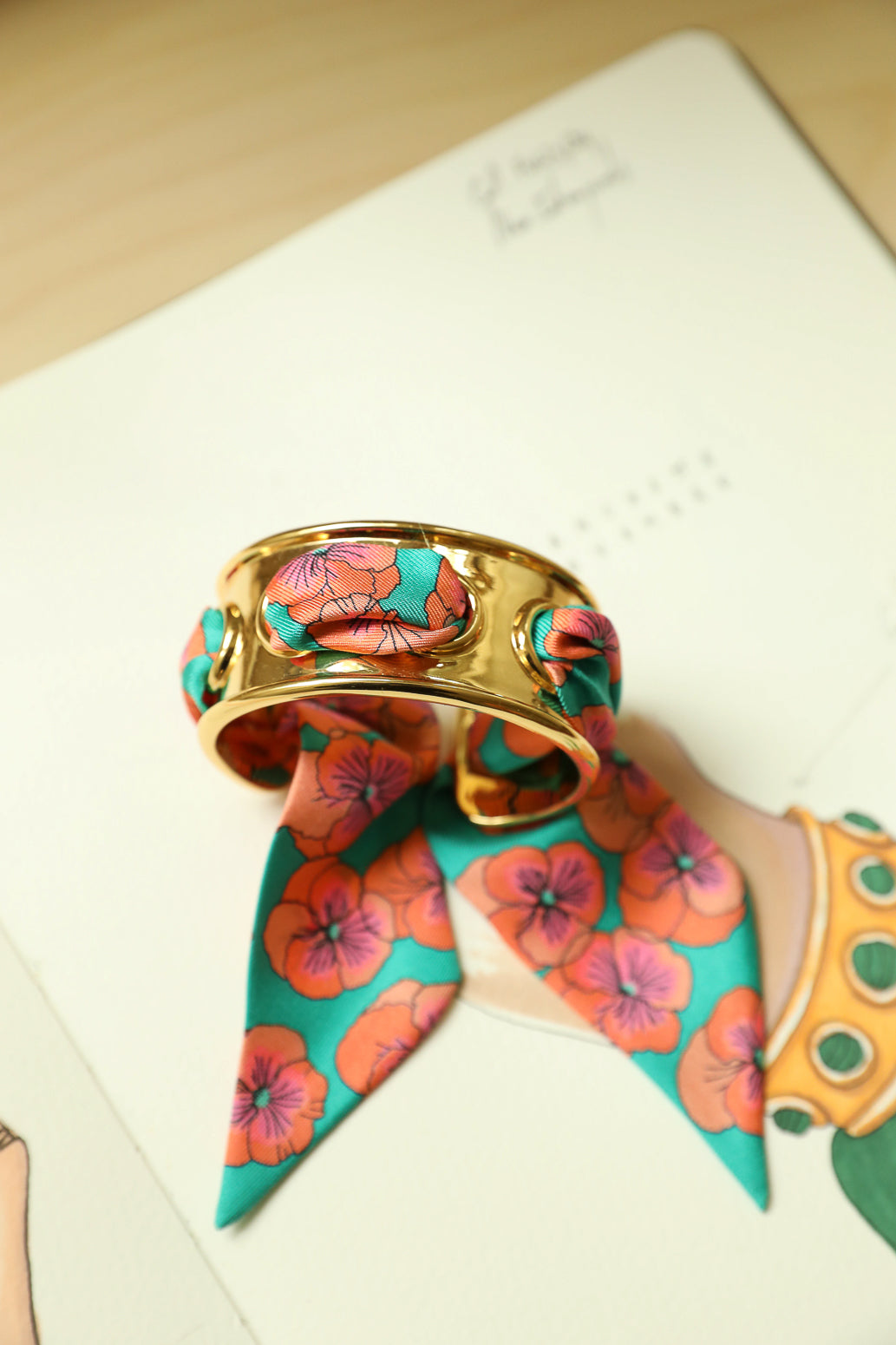 November cuff and Leopard ribbon, blue/yellow