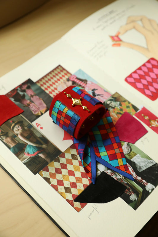 Manchette Circus rouge et ruban Tartan pop