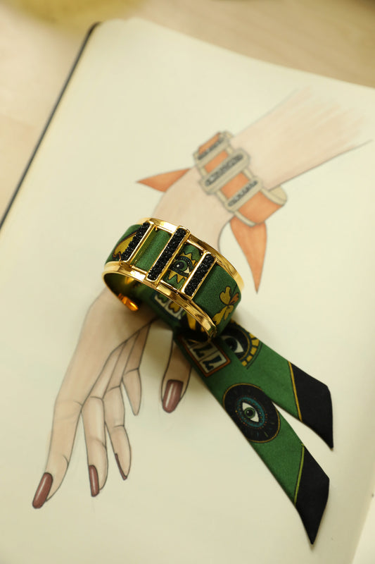Manchette Quartz et ruban Luckyou Vert