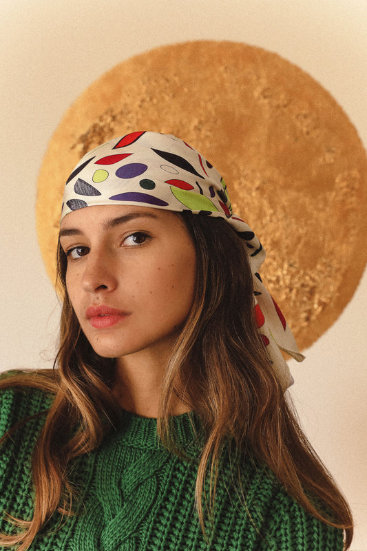 Petit carré 70 cm - Coloriage, blanc cassé