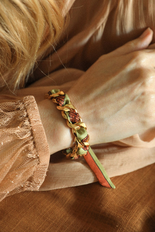 Bracelet Décembre et ruban Coquillage neutre