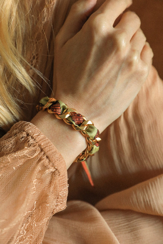Bracelet Décembre et ruban Coquillage neutre