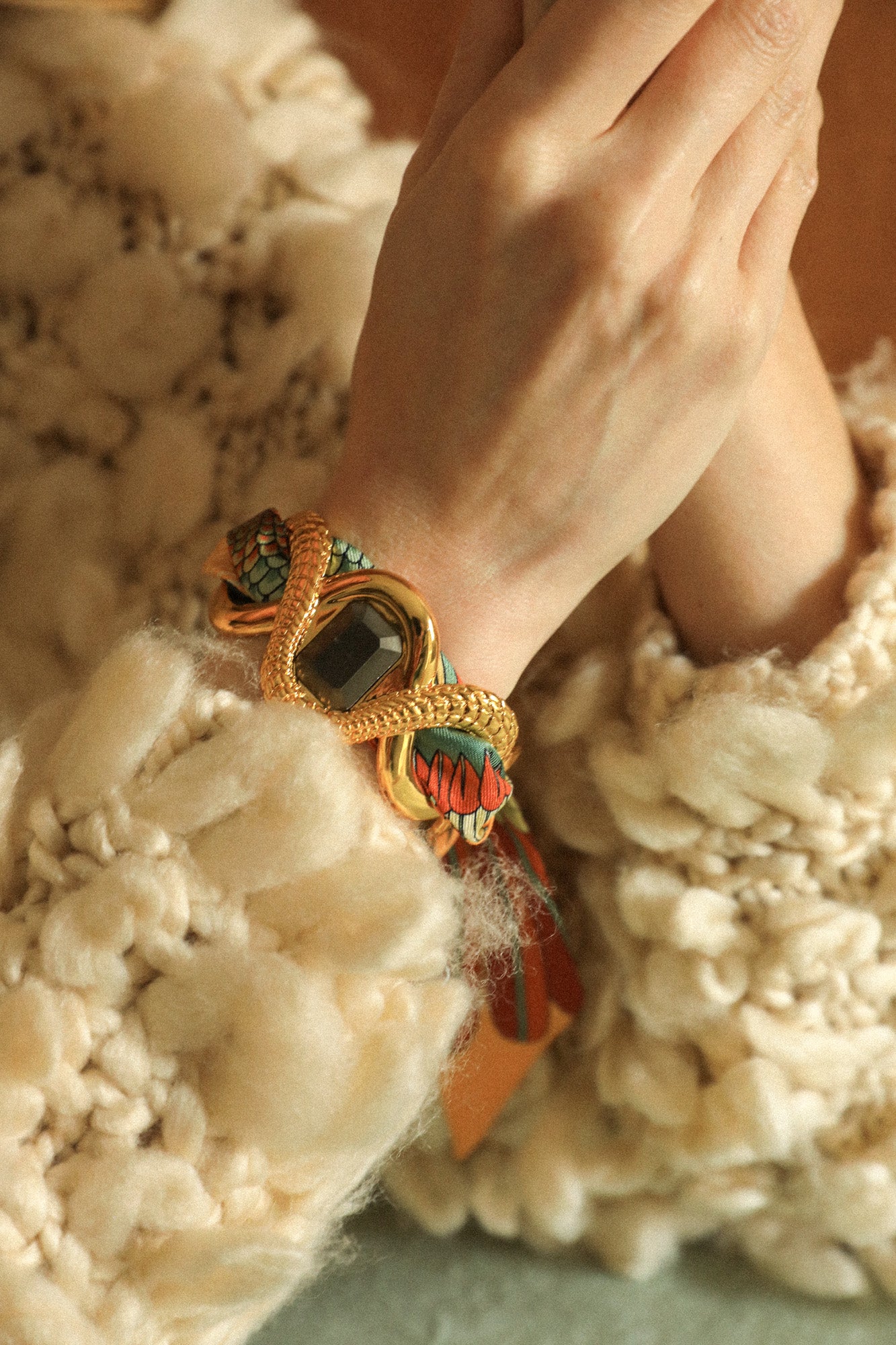 Manchette Caïman Pyrite et ruban Perroquet neutre