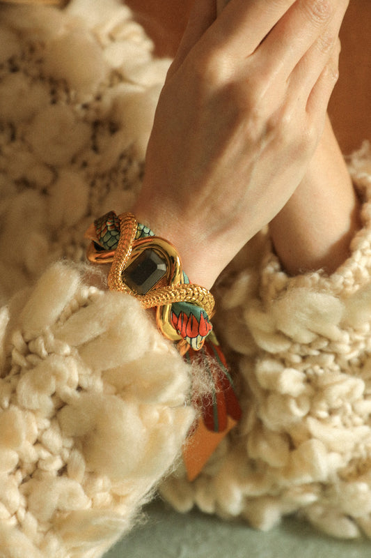 Manchette Caïman Pyrite et ruban Perroquet neutre